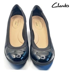 Clarks Elin Palm Wedge Heel Pumps Sz 7.5